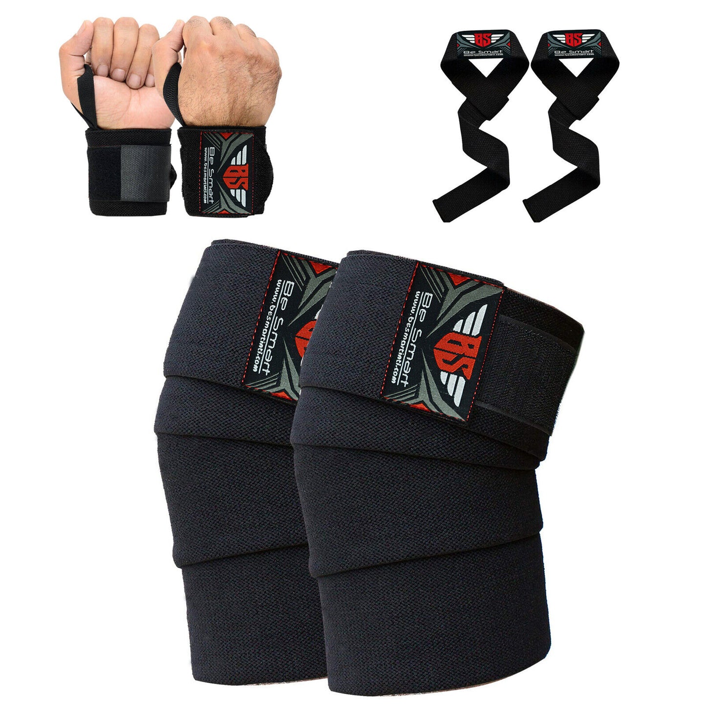 Ultimate Knee Wraps for Gym Training & Weight Lifting - Premium Leg Support & Wrist Straps
