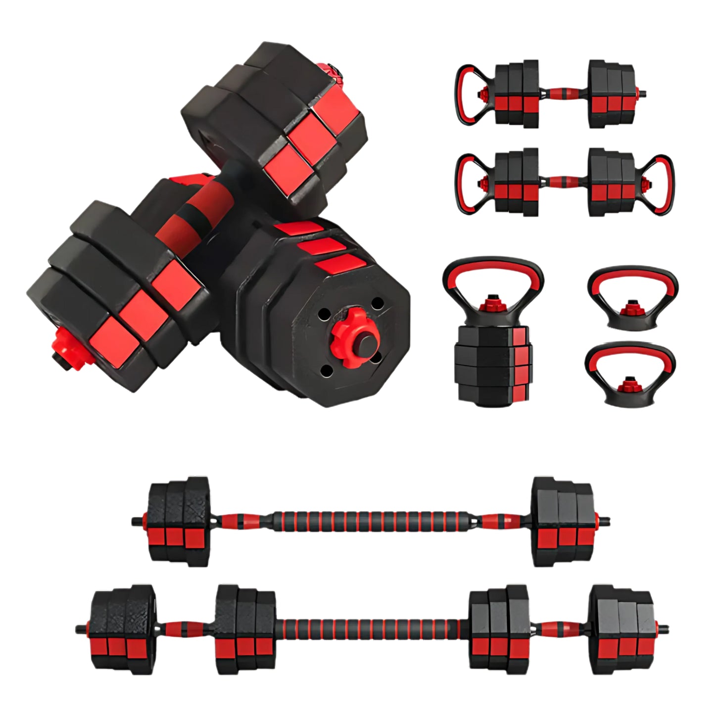 Exersci Premium Adjustable Dumbbell & Barbell Set - 20Kg/30Kg/40Kg for Ultimate Home Workouts
