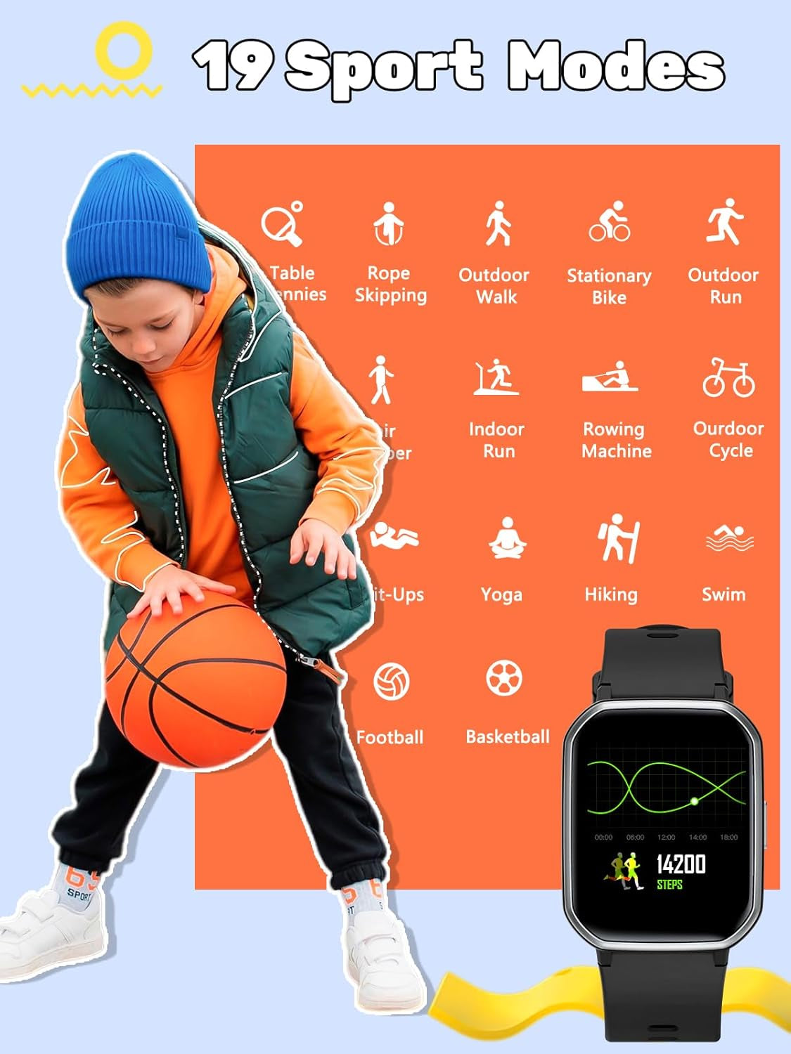 Kids Smart Watch for Boys Girls,Children Fitness Tracker with Heart Rate Sleep Monitor,Waterproof Activity Tracker Pedometer Step Counter for Fitbit Android Iphone (Green)