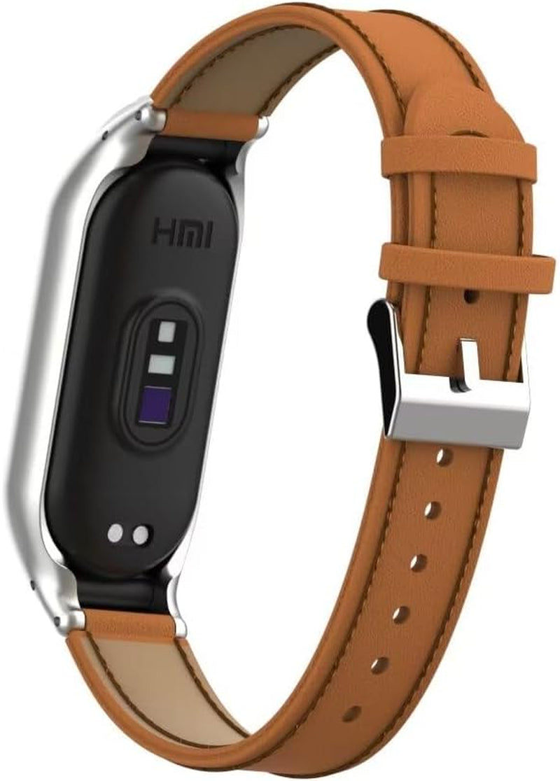Compatible with Xiaomi Mi Band 7 Strap,Leather Replacement Band Wristband Accessories with Metal Frame for Xiaomi Mi Band 7 Smart Bracelet