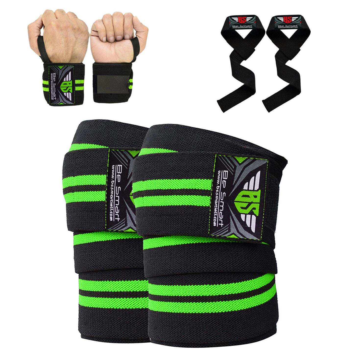 Ultimate Knee Wraps for Gym Training & Weight Lifting - Premium Leg Support & Wrist Straps