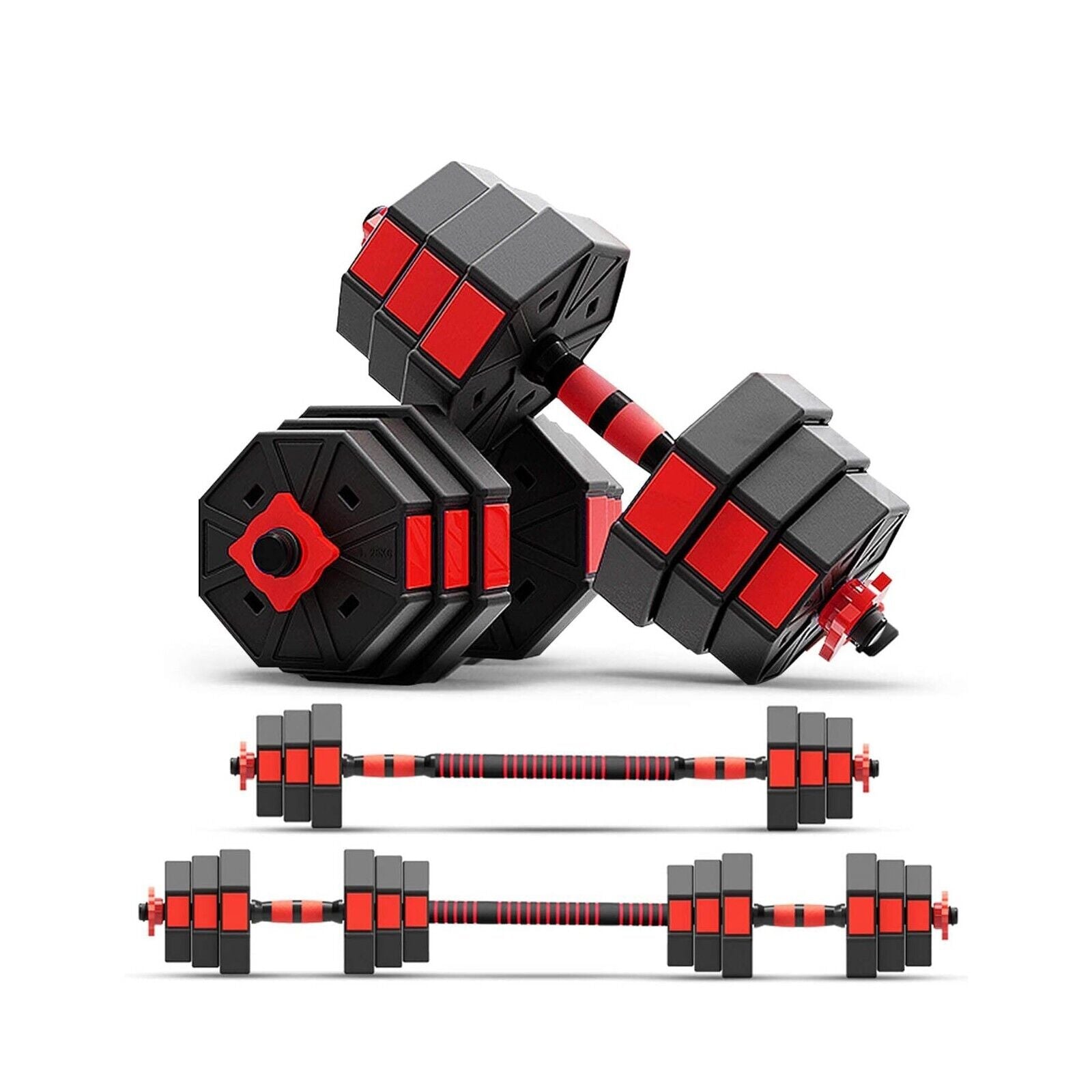 Exersci Premium Adjustable Dumbbell & Barbell Set - 20Kg/30Kg/40Kg for Ultimate Home Workouts