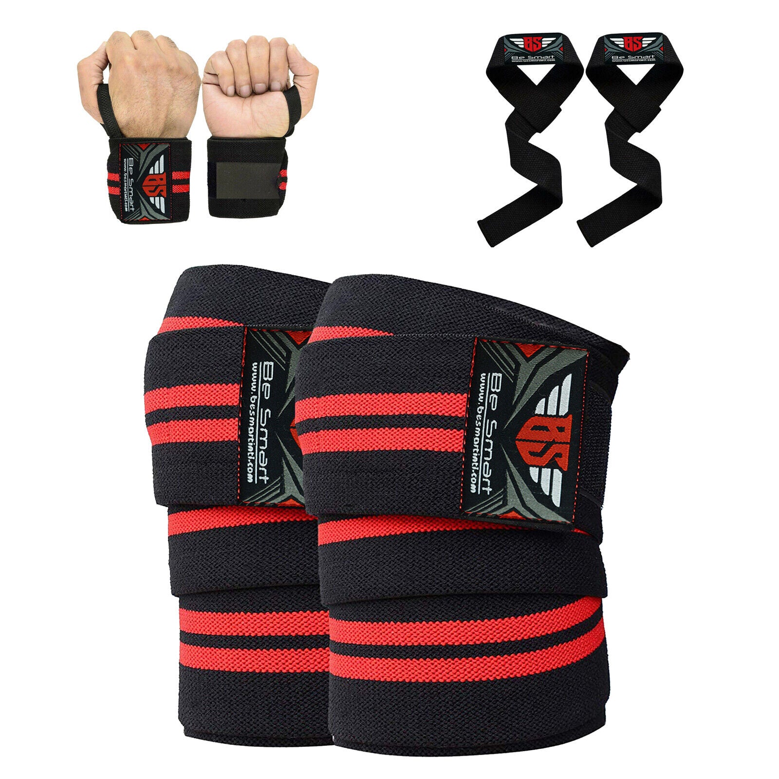 Ultimate Knee Wraps for Gym Training & Weight Lifting - Premium Leg Support & Wrist Straps