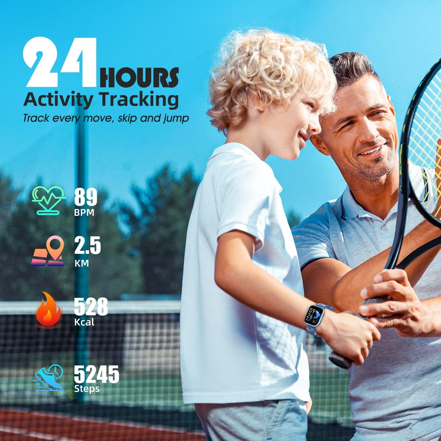 Kids Fitness Activity Tracker Watch, 1.4" DIY Watch Face IP68 Waterproof Kids Smart Watch with 19 Sport Modes, Pedometers, Heart Rate, Sleep Monitor, Great Gift for Boys Girls Teens 6+