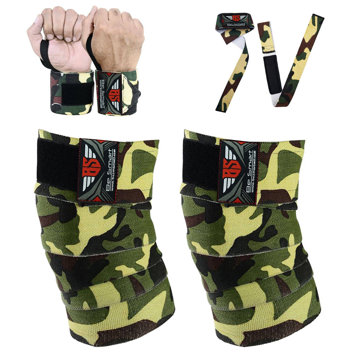 Ultimate Knee Wraps for Gym Training & Weight Lifting - Premium Leg Support & Wrist Straps