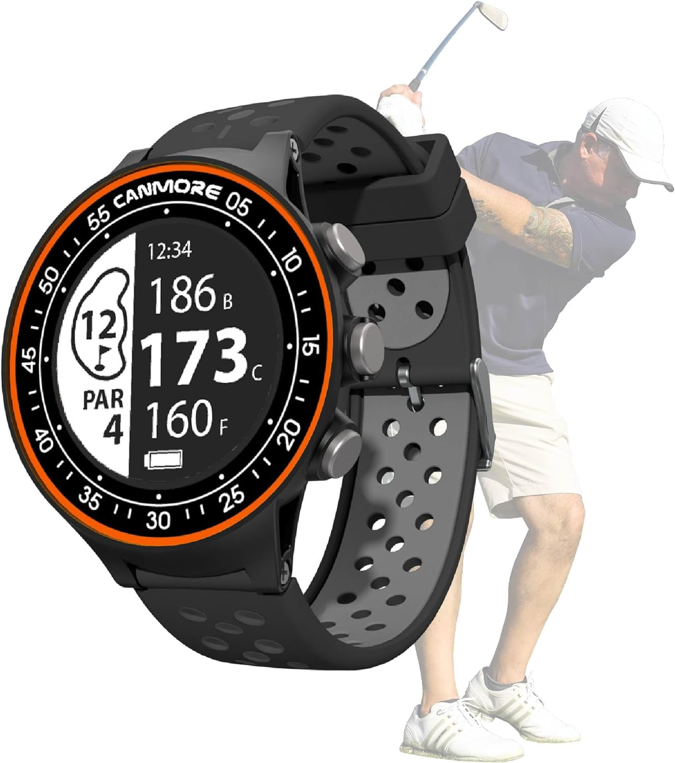 TW411 Golf GPS Watch with Fitness Tracker, 41,000+ Free Preloaded Worldwide Course, Upgraded IC Chip, Orange