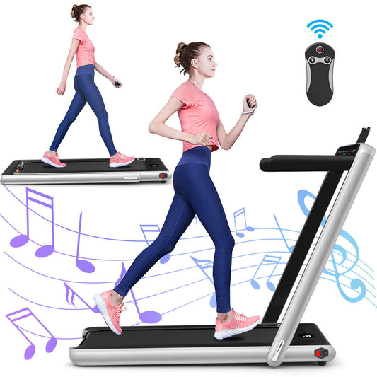 2 in 1 Folding Treadmill Electric 1-12KM/H Walking Running Machine Bluetooth