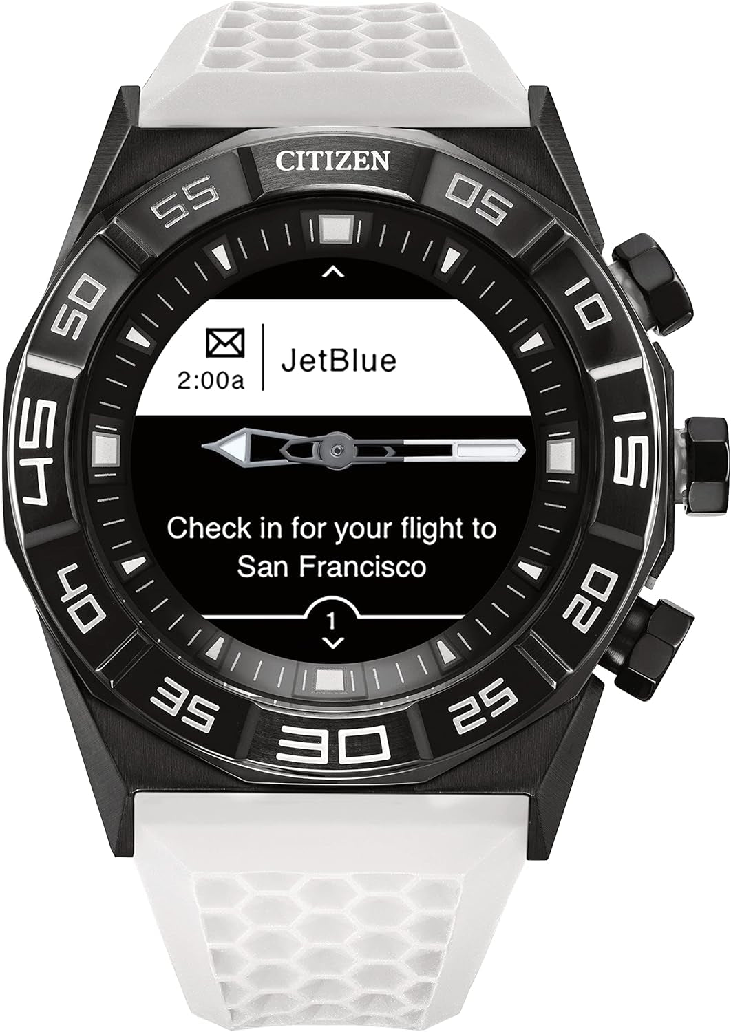 CZ Smart Gen 1 Hybrid Smartwatch 44Mm, Continuous Heart Rate Tracking, Fitness Activity, Golf App, Displays Notifications and Messages, Bluetooth Connection, 15 Day Battery Life, White, Sport