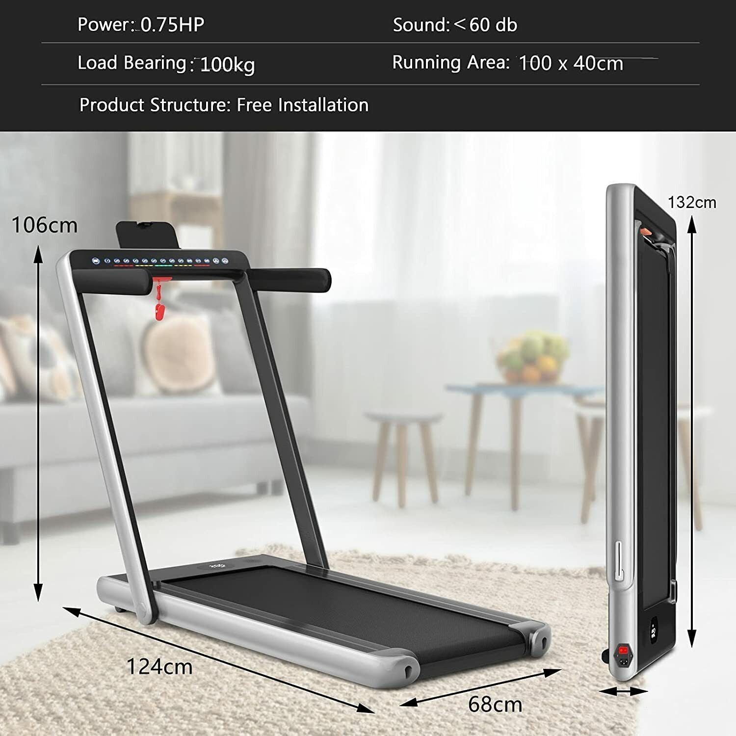 2 in 1 Folding Treadmill Electric 1-12KM/H Walking Running Machine Bluetooth