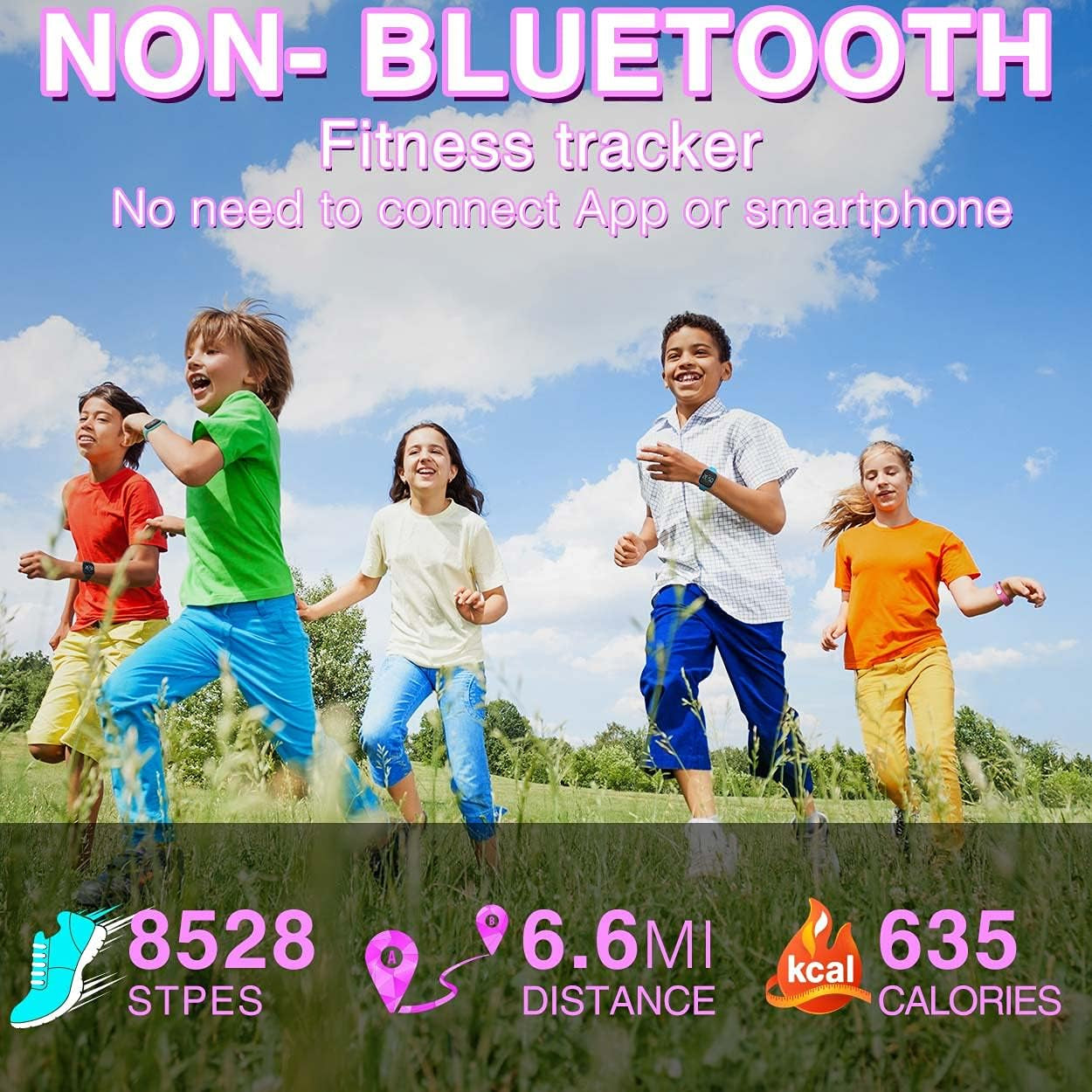 Non-Bluetooth Led Fitness Tracker Watch,Digital Pedometer Watch,With Step Counting/Distance/Calories/Stopwatch/Alarm Clock, Great Gift for Kids Teens Girls Boys Xmas (Square - Purple)