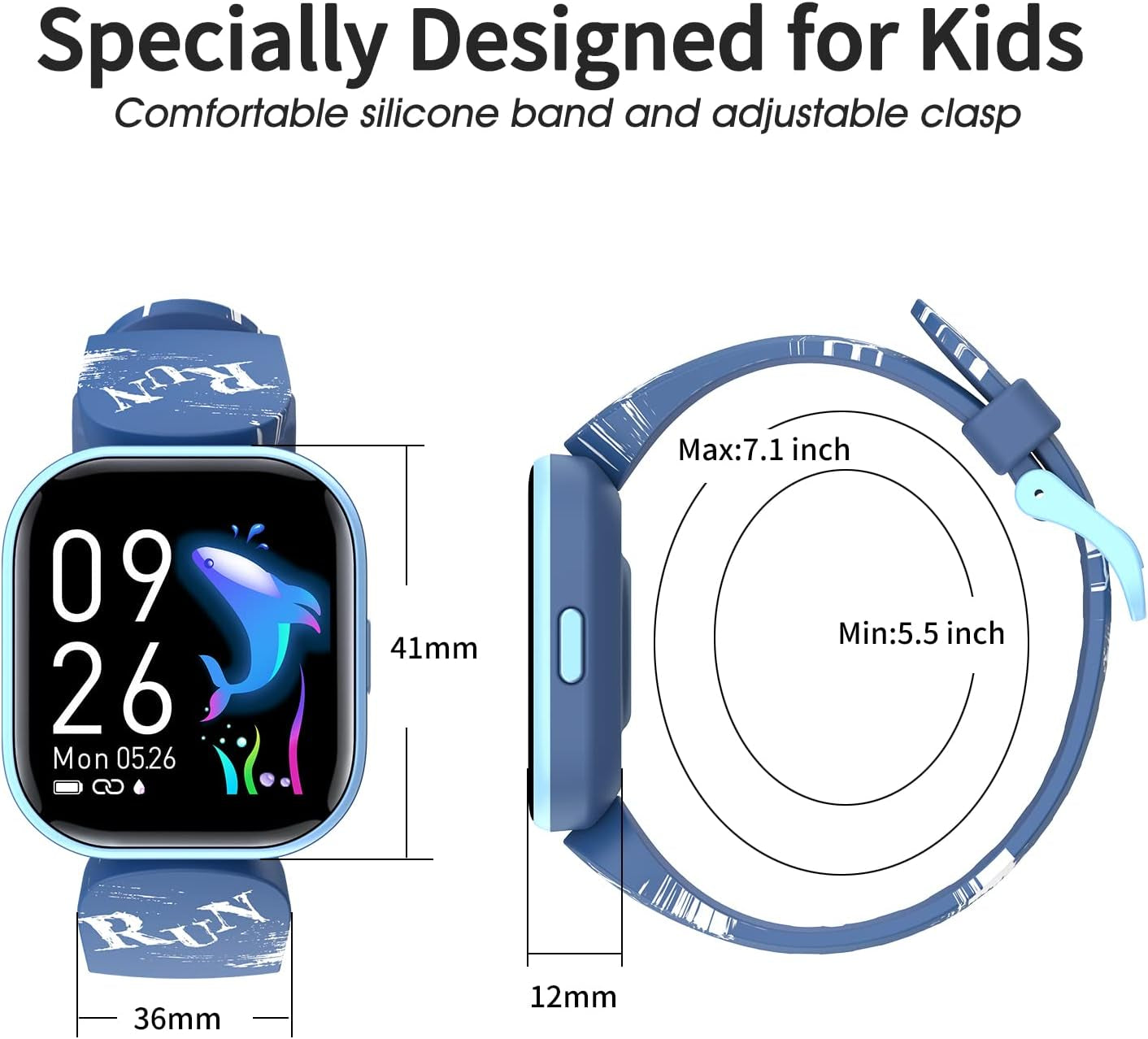 Kids Fitness Activity Tracker Watch, 1.4" DIY Watch Face IP68 Waterproof Kids Smart Watch with 19 Sport Modes, Pedometers, Heart Rate, Sleep Monitor, Great Gift for Boys Girls Teens 6+