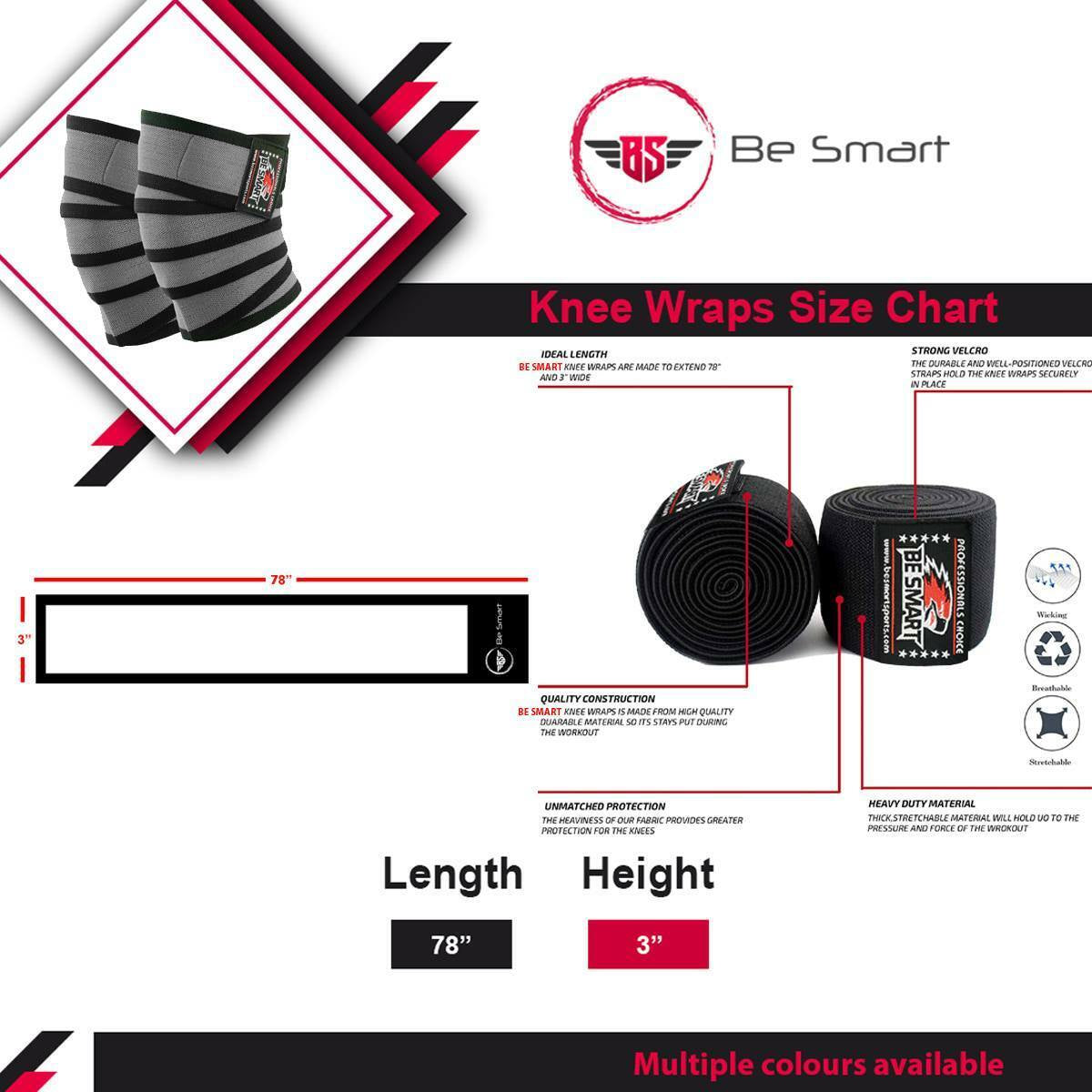 Ultimate Knee Wraps for Gym Training & Weight Lifting - Premium Leg Support & Wrist Straps