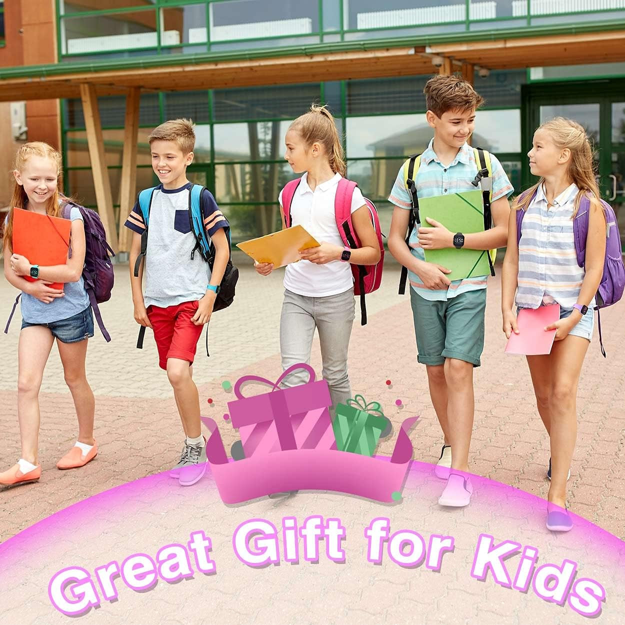 Non-Bluetooth Led Fitness Tracker Watch,Digital Pedometer Watch,With Step Counting/Distance/Calories/Stopwatch/Alarm Clock, Great Gift for Kids Teens Girls Boys Xmas (Square - Purple)