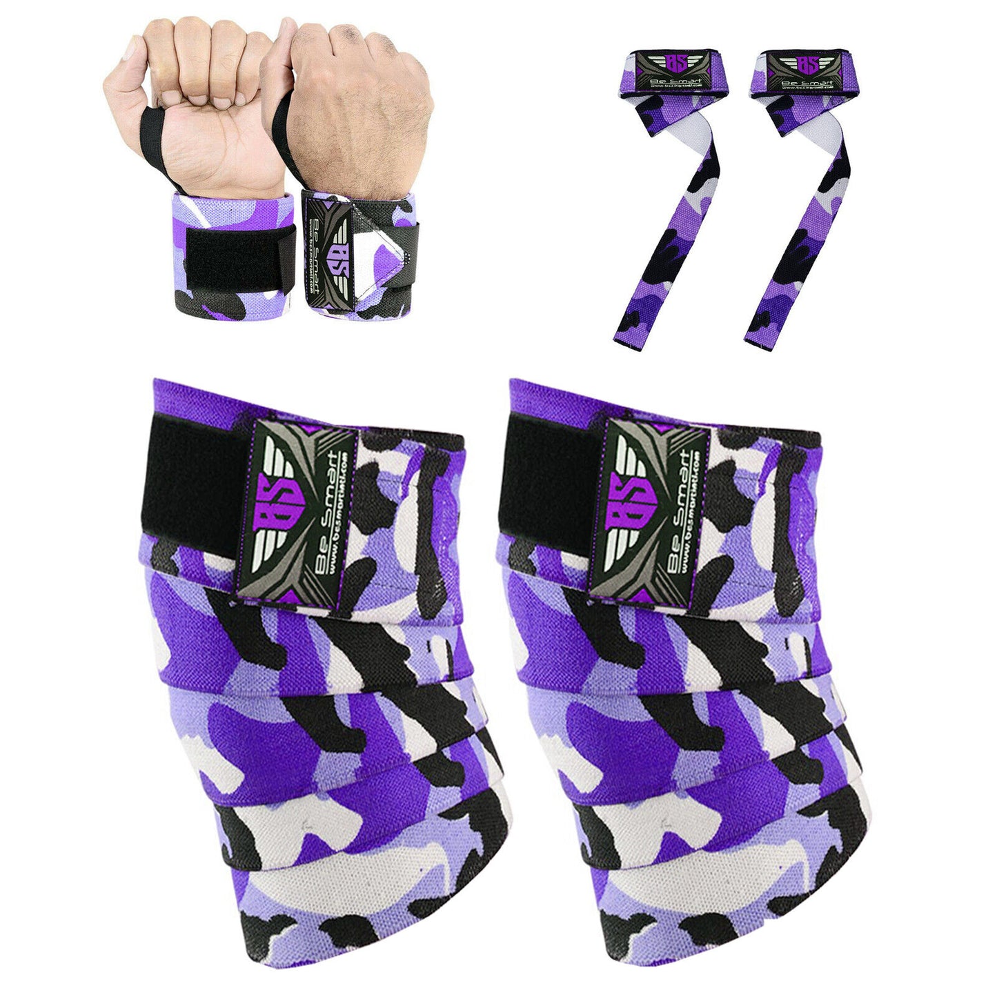 Ultimate Knee Wraps for Gym Training & Weight Lifting - Premium Leg Support & Wrist Straps