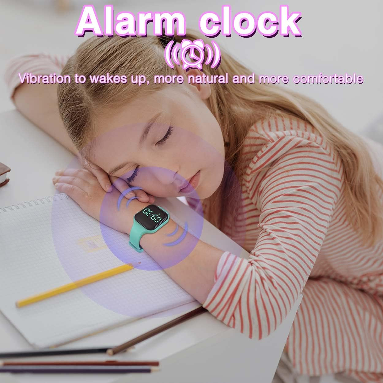 Non-Bluetooth Led Fitness Tracker Watch,Digital Pedometer Watch,With Step Counting/Distance/Calories/Stopwatch/Alarm Clock, Great Gift for Kids Teens Girls Boys Xmas (Square - Purple)