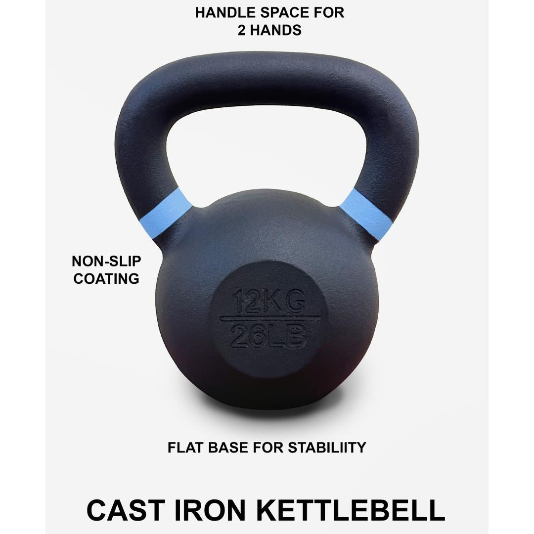 Versatile 2-28Kg Neoprene Coated Cast Iron Kettlebells for Ultimate Fitness Training
